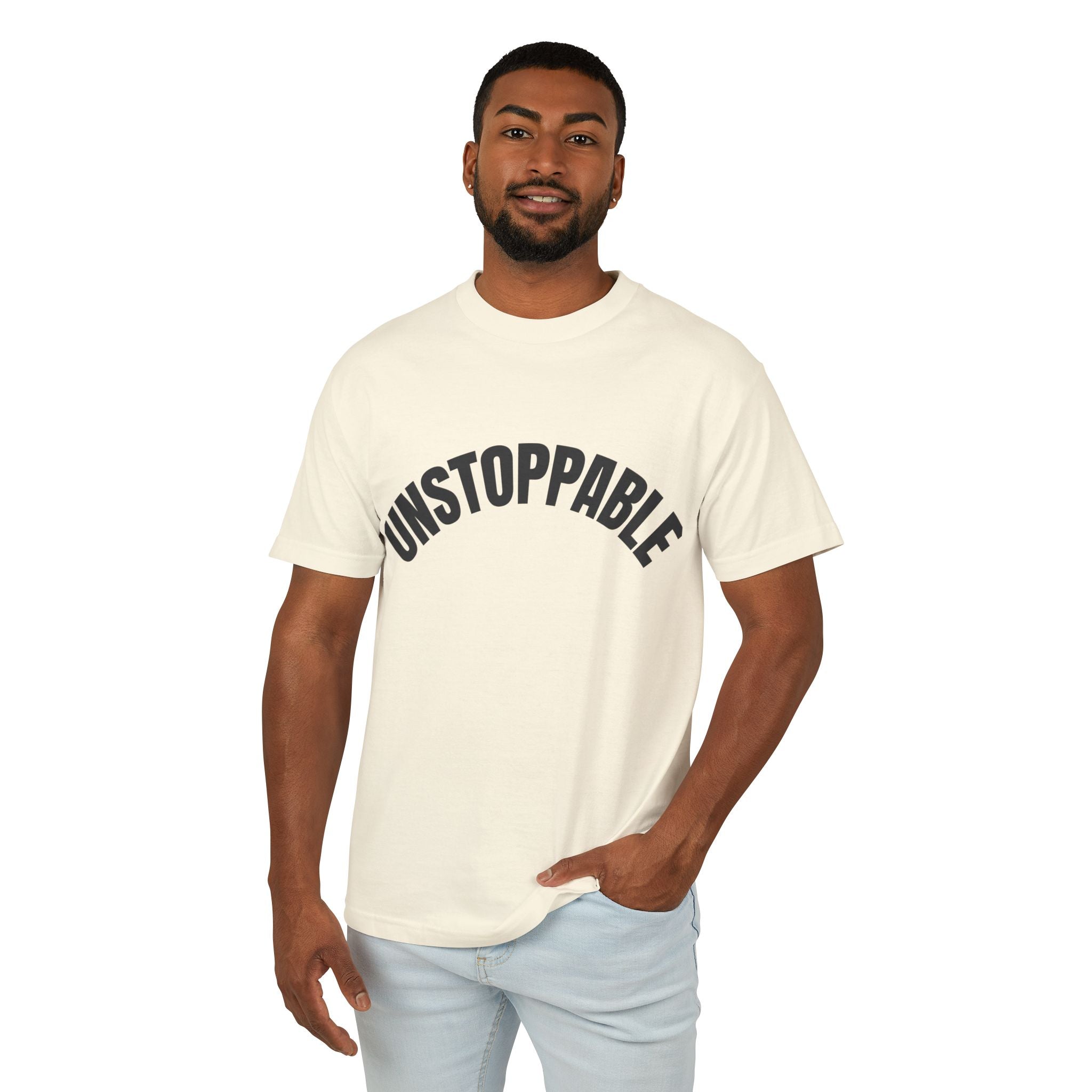 Unstoppable Garment-Dyed Heavyweight Tee, Motivational T-Shirt, Casual Wear, Gift for Him/Her, Positive Affirmation Shirt